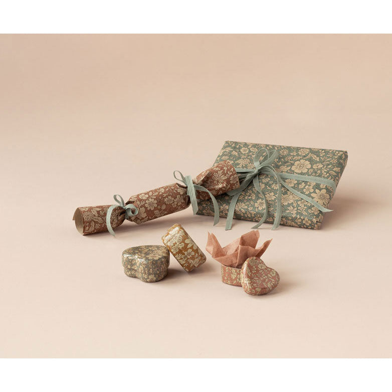 Maileg Ocher/Heather Blossom Metal Heart Box, 2 Pcs Set