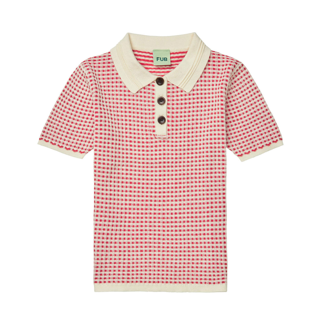 FUB Ecru/Ruby Red Knit Polo