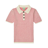FUB Ecru/Ruby Red Knit Polo