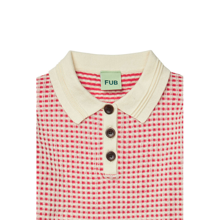 FUB Ecru/Ruby Red Knit Polo