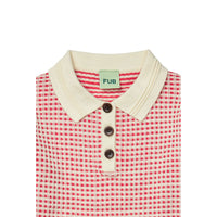 FUB Ecru/Ruby Red Knit Polo