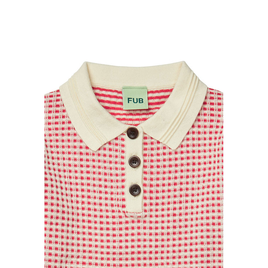 FUB Ecru/Ruby Red Knit Polo