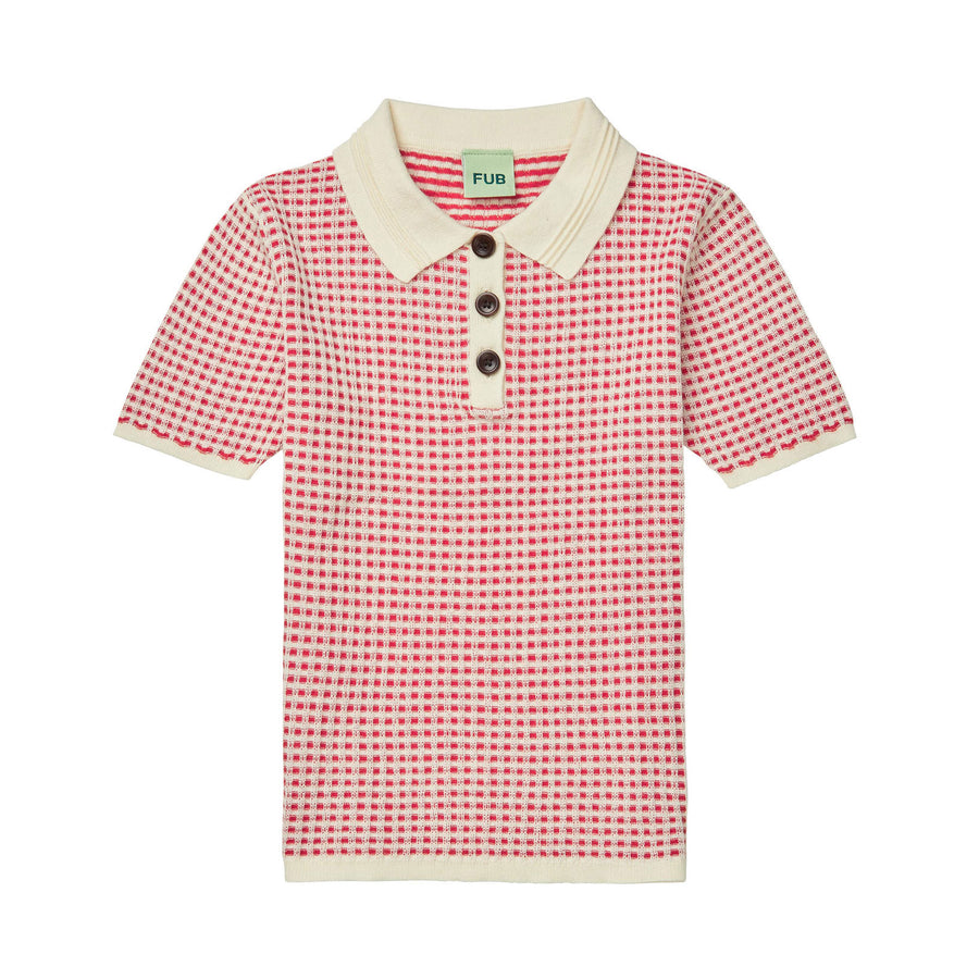 FUB Ecru/Ruby Red Knit Polo