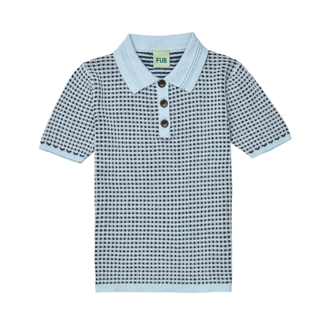 FUB Light Blue/Dark Navy Knit Polo