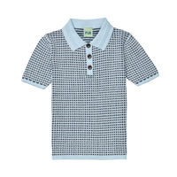 FUB Light Blue/Dark Navy Knit Polo