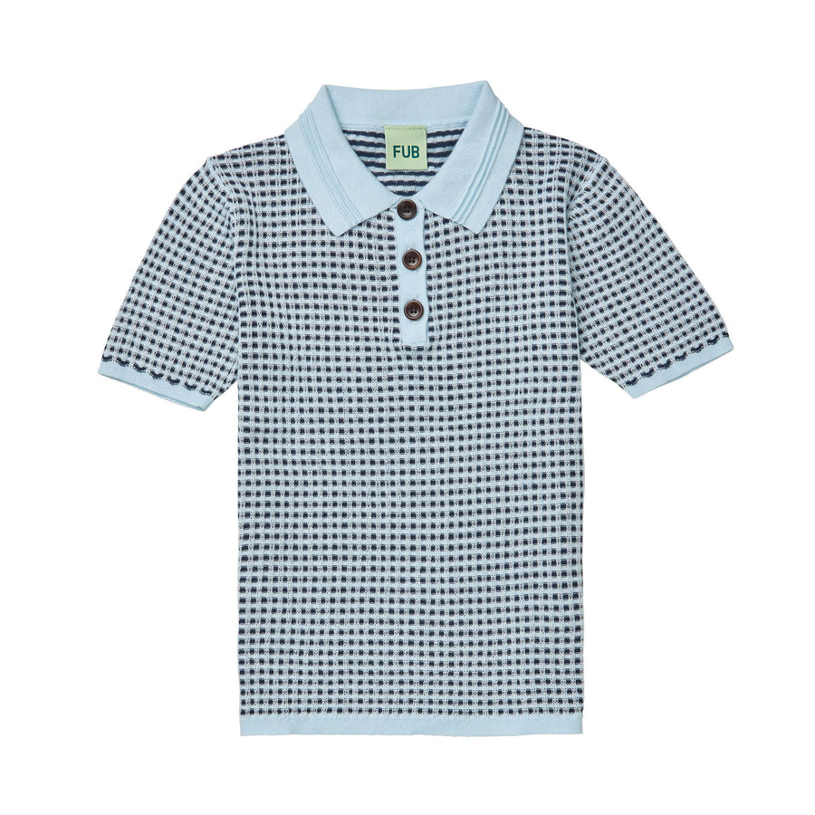 FUB Light Blue/Dark Navy Knit Polo