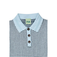 FUB Light Blue/Dark Navy Knit Polo
