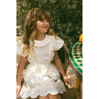 L by Ladida Cream Ruffle Collar Short Sleeve  Blouse