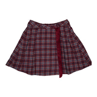 1984 Wine Plaid Wool Fringe Skirt