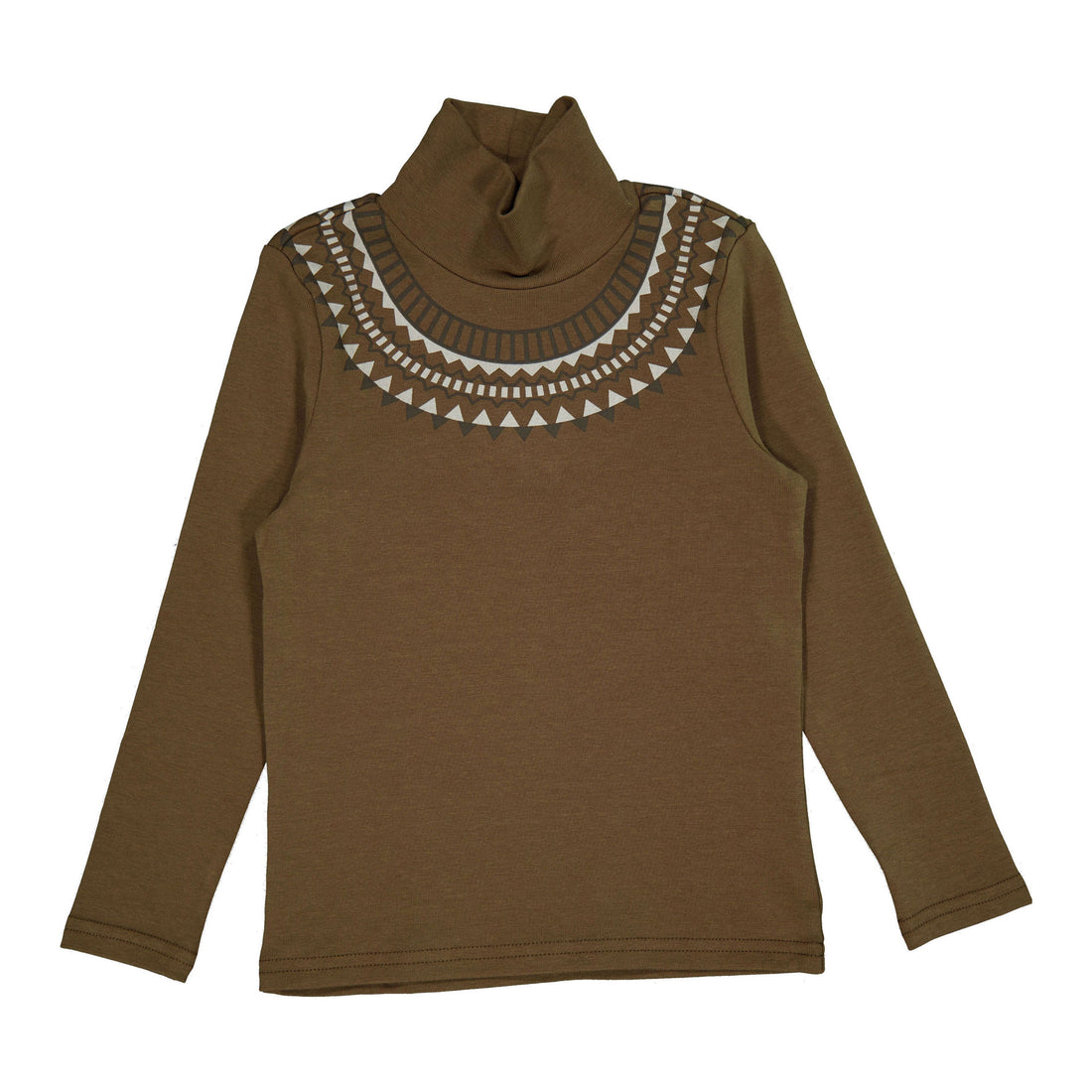 1984 Brown Fair Isle Printed Turtleneck