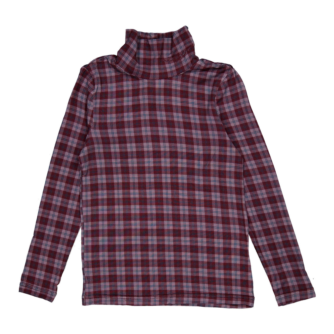 1984 Wine Plaid Printed Turtleneck