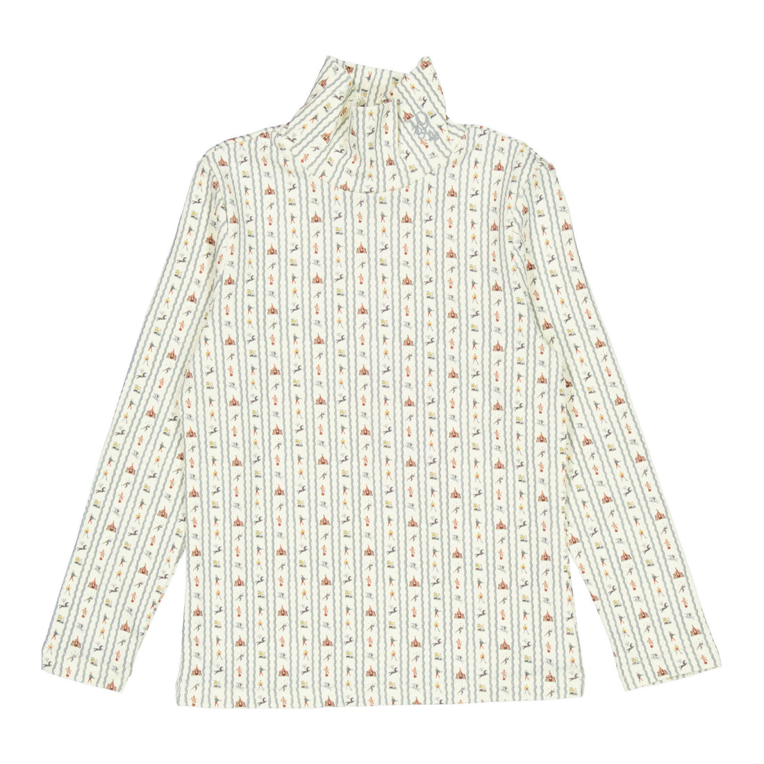 1984 Blue Circus Print Turtleneck