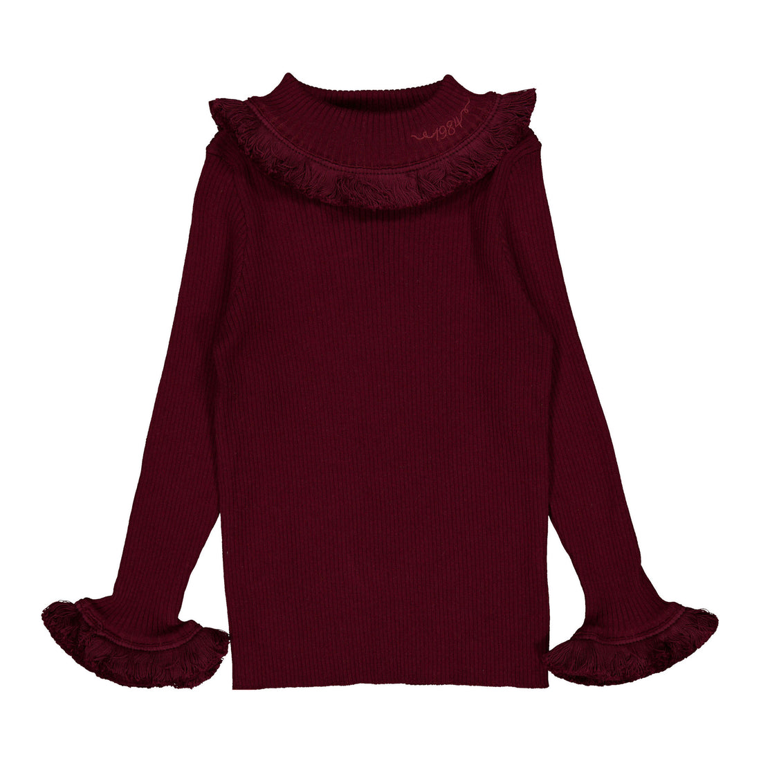 1984 Wine Knit Fringe Turtleneck