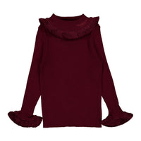 1984 Wine Knit Fringe Turtleneck