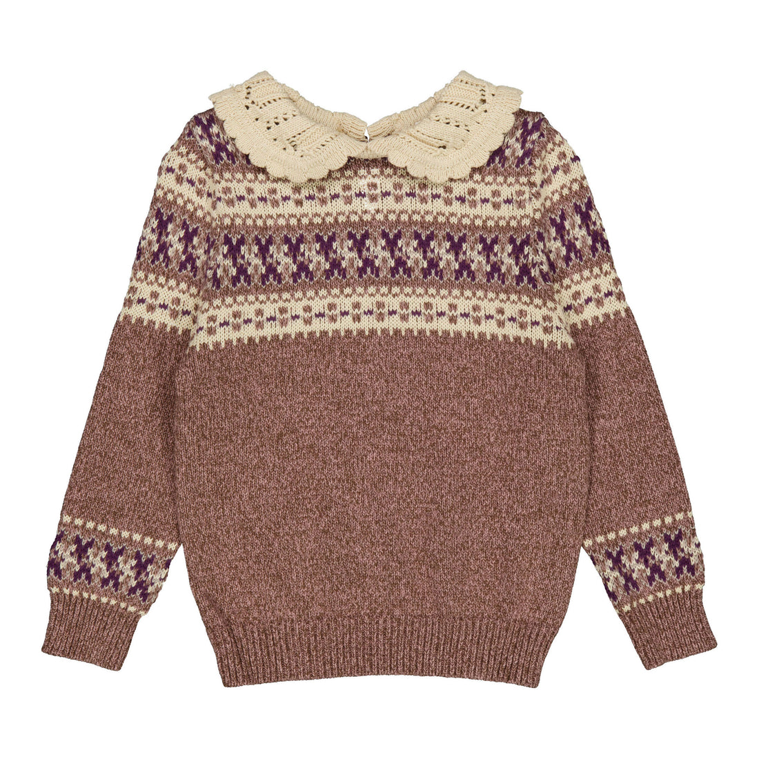 1984 Mauve Collared Fairisle Sweater