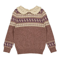 1984 Mauve Collared Fairisle Sweater