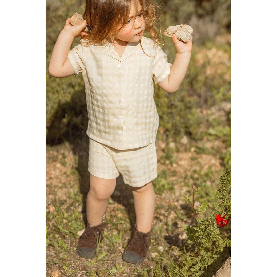L by Ladida Yellow Check Grandpa Shirt