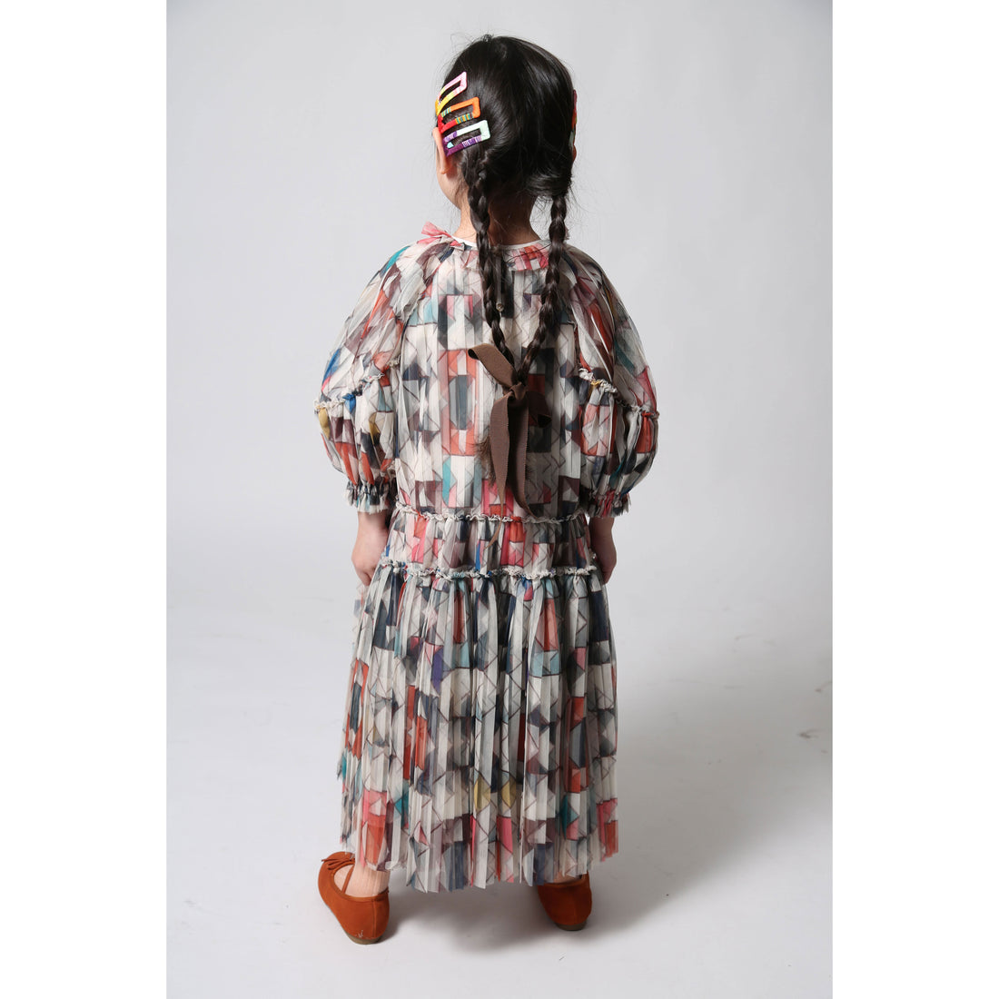 Tia Cibani Rainbow Luna Pleated Gown