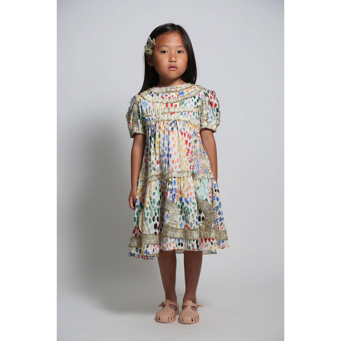 Tia Cibani Rainbow Alexandra Ribbon Pleated Frock