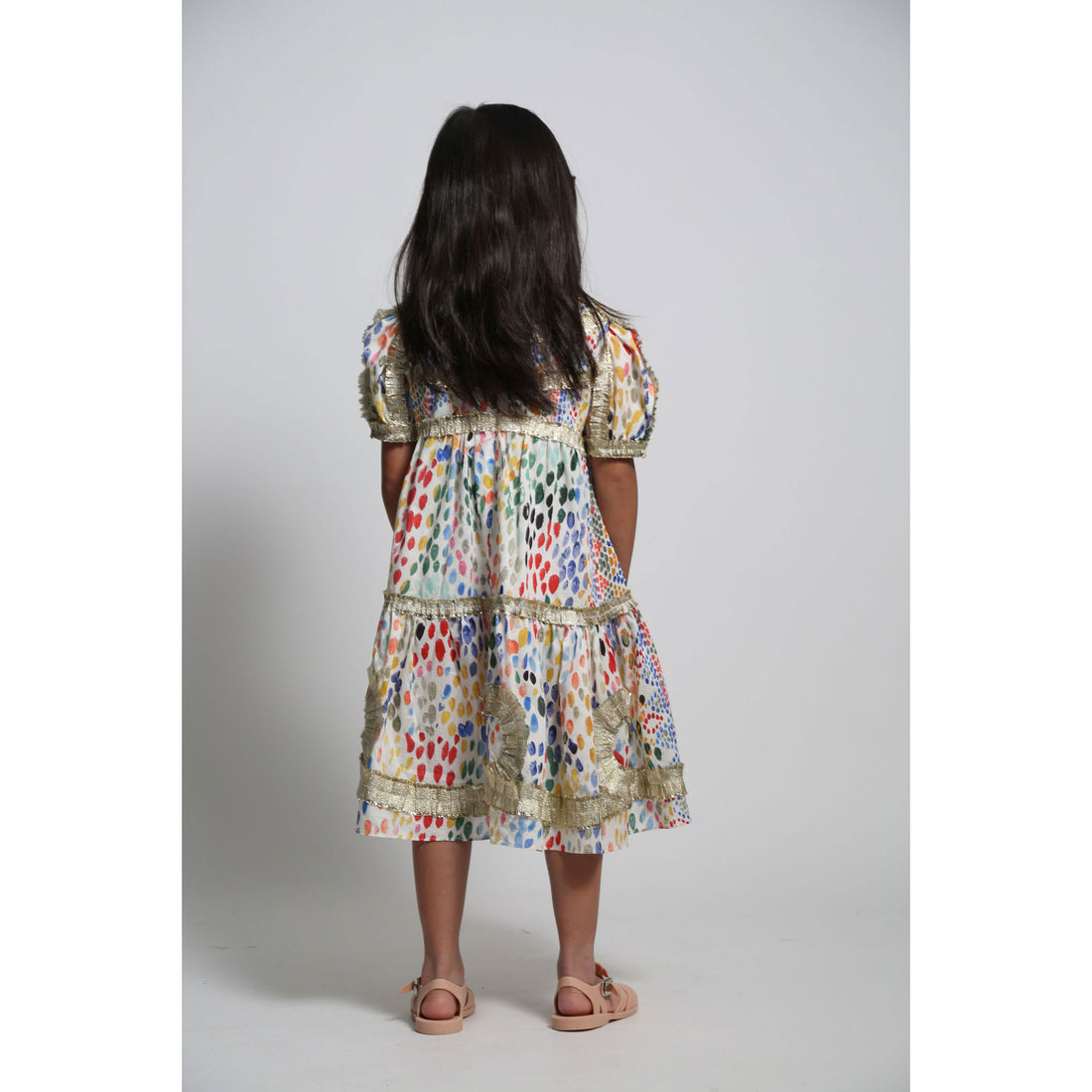 Tia Cibani Rainbow Alexandra Ribbon Pleated Frock