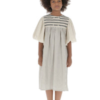 Belle Chiara Medium Grey Stripe Crossover Canesu Dress