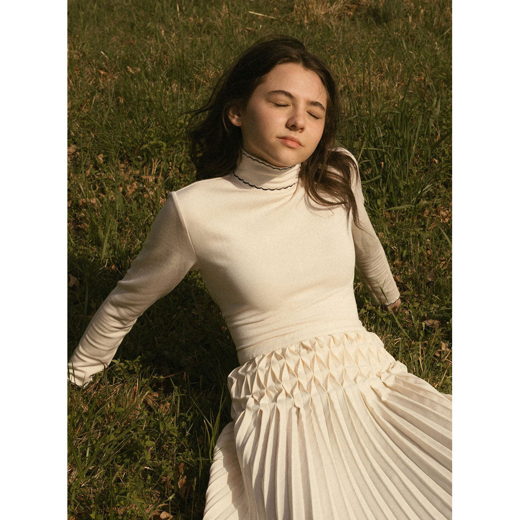 Darlin Cream Pleated Short Skirt
