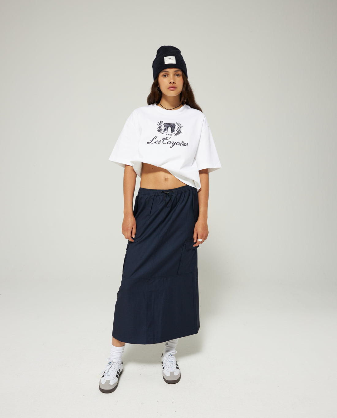 Les Coyotes De Paris Navy Long Cargo Skirt