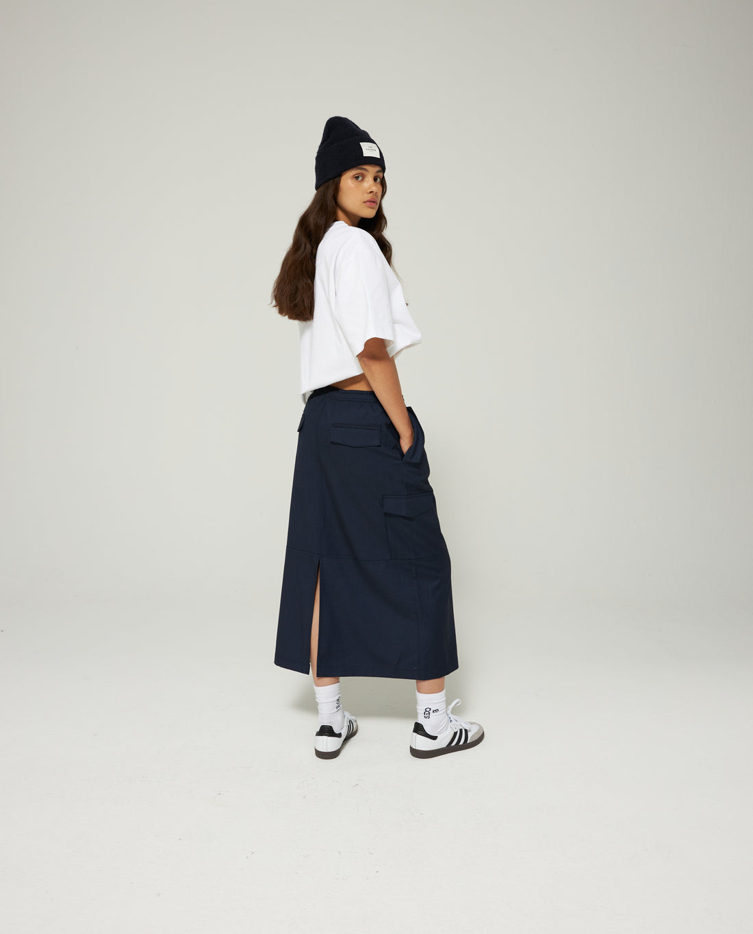 Les Coyotes De Paris Navy Long Cargo Skirt
