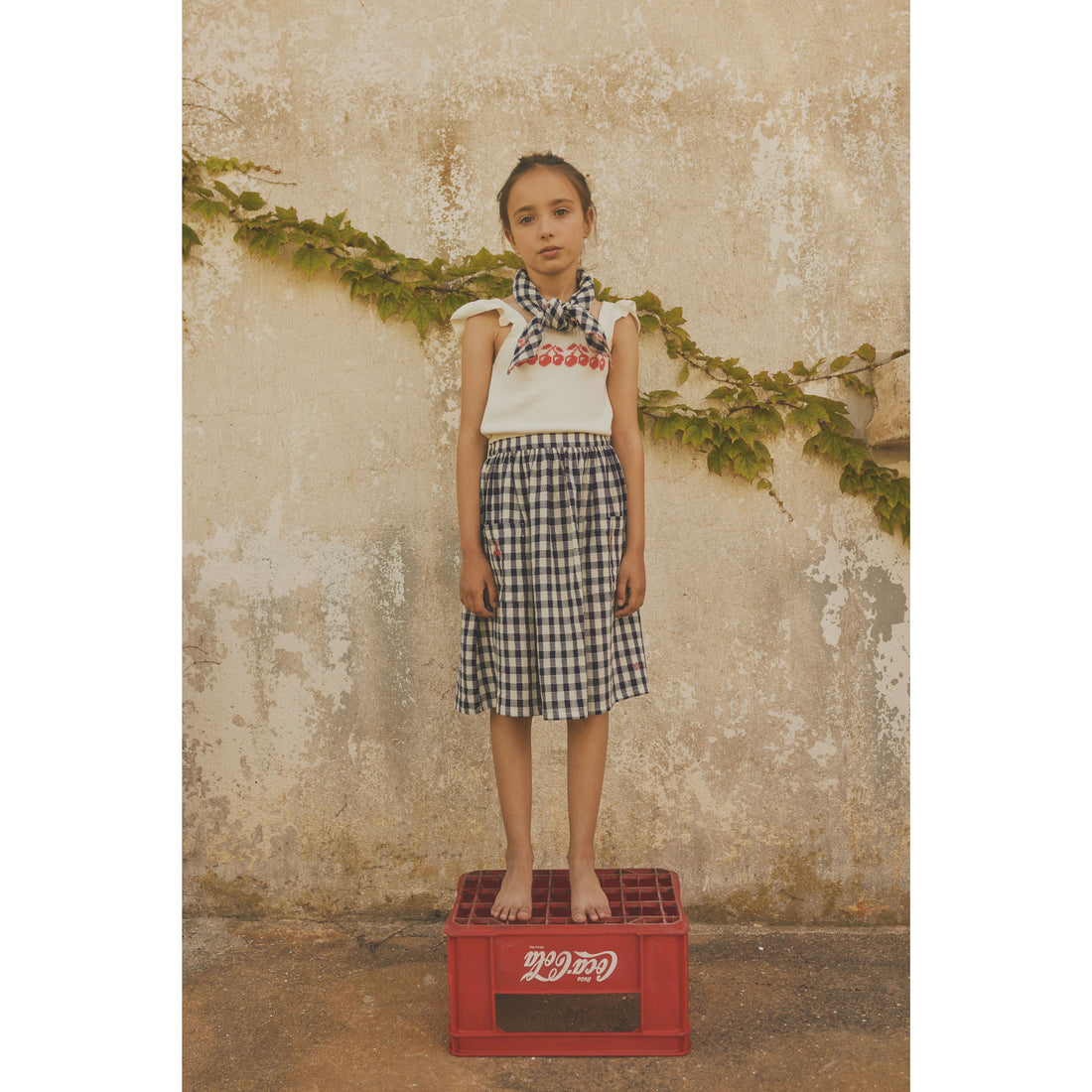 Tocoto Vintage Blue Check Vichy Skirt