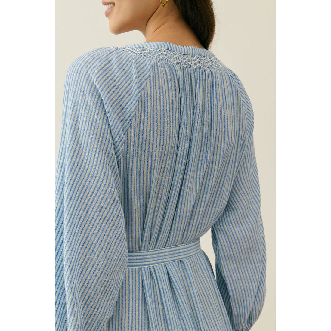 Louise Misha Blue Parasol Stripes Cilona Women Dress