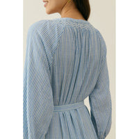 Louise Misha Blue Parasol Stripes Cilona Women Dress