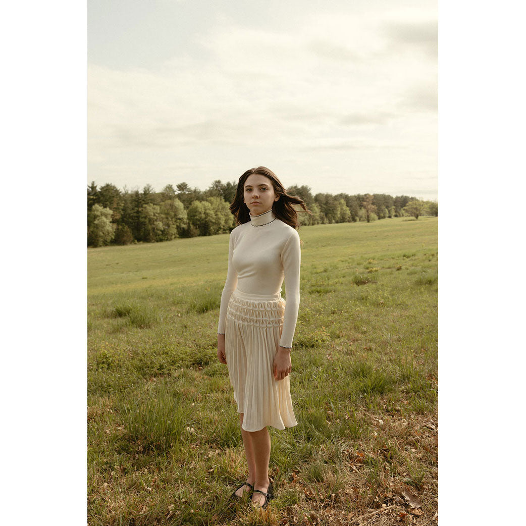Darlin Cream Pleated Short Skirt