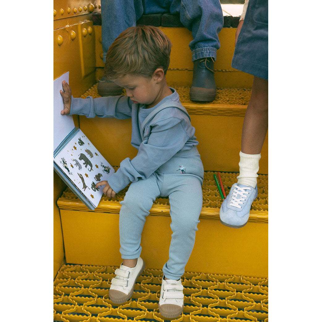 1984 Blue Ski Embroidery Suspender Leggings