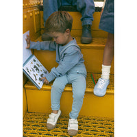 1984 Blue Ski Embroidery Suspender Leggings