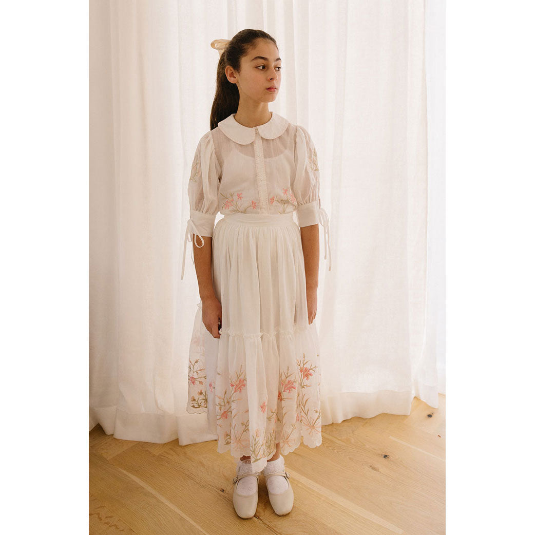 Petite Amalie  White Heirloom Embroidered Skirt