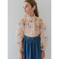 Petite Amalie  Watercolour Print Button Blouse