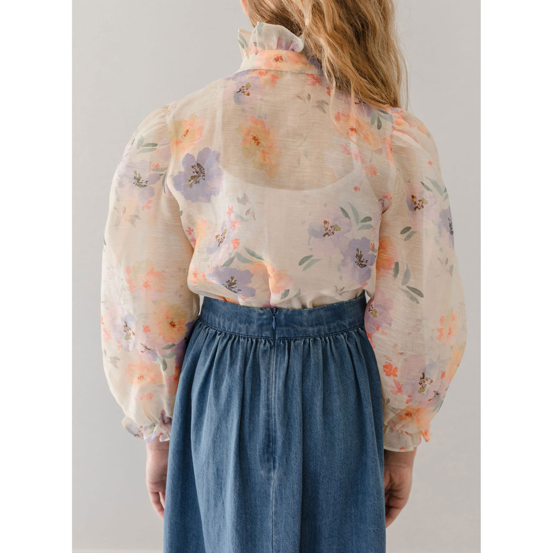 Petite Amalie  Watercolour Print Button Blouse