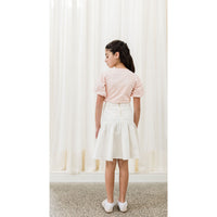 Petite Pink Peach Puff Sleeve Woven Tshirt