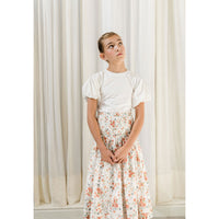 Petite Pink White Puff Sleeve Woven Tshirt