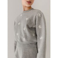 Petite Pink Grey Marle Embroidered Butterfly Sweatshirt