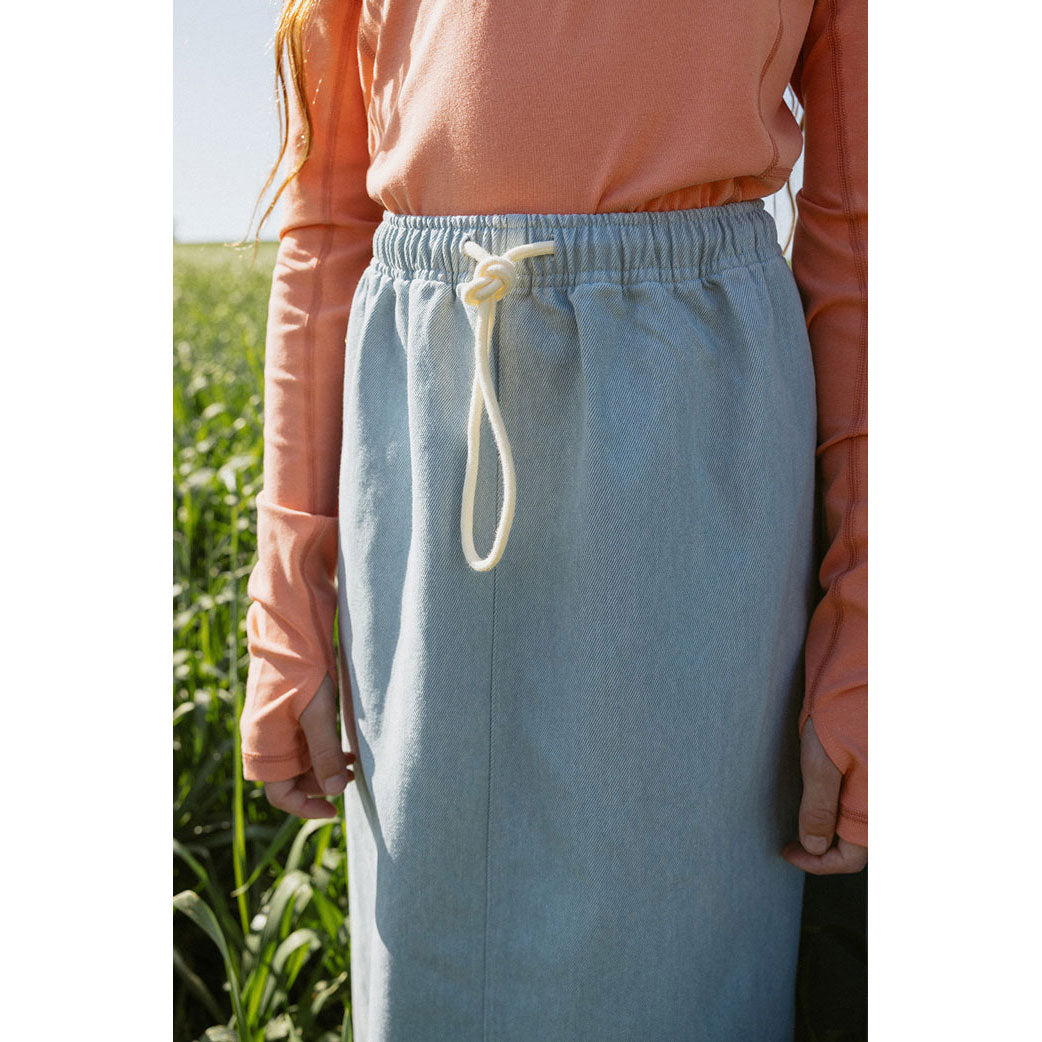 Elements Washed Blue Denim Drawstring Skirt