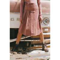 Clubhouse Pink Corduroy Belt Detail Pleated Skirt
