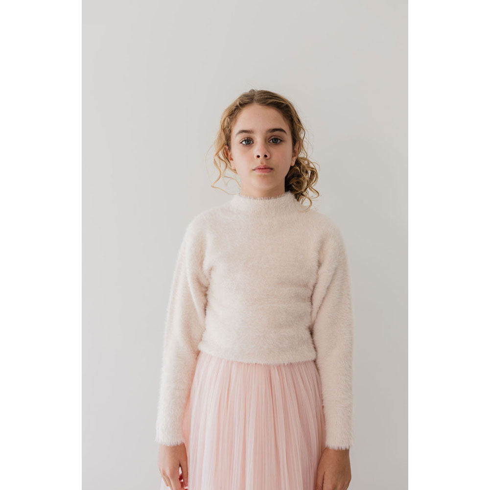 Petite Gold Cream Fluffy Sweater