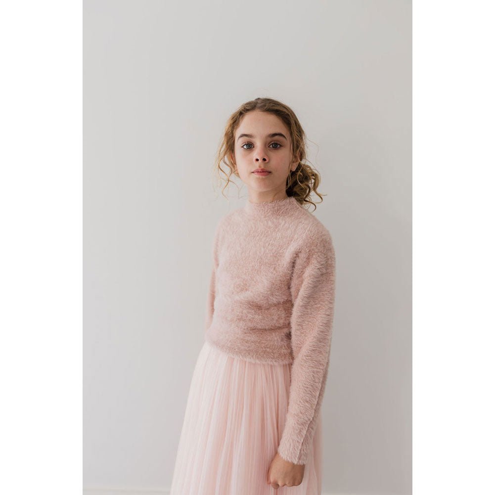 Petite Gold Antique Rose Fluffy Sweater
