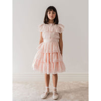 Petite Amalie Soft Peach Ruffle Linen Blouse