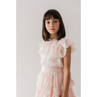 Petite Amalie Soft Peach Ruffle Linen Blouse