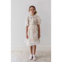 Petite Amalie White Summer Bouquet Linen Skirt