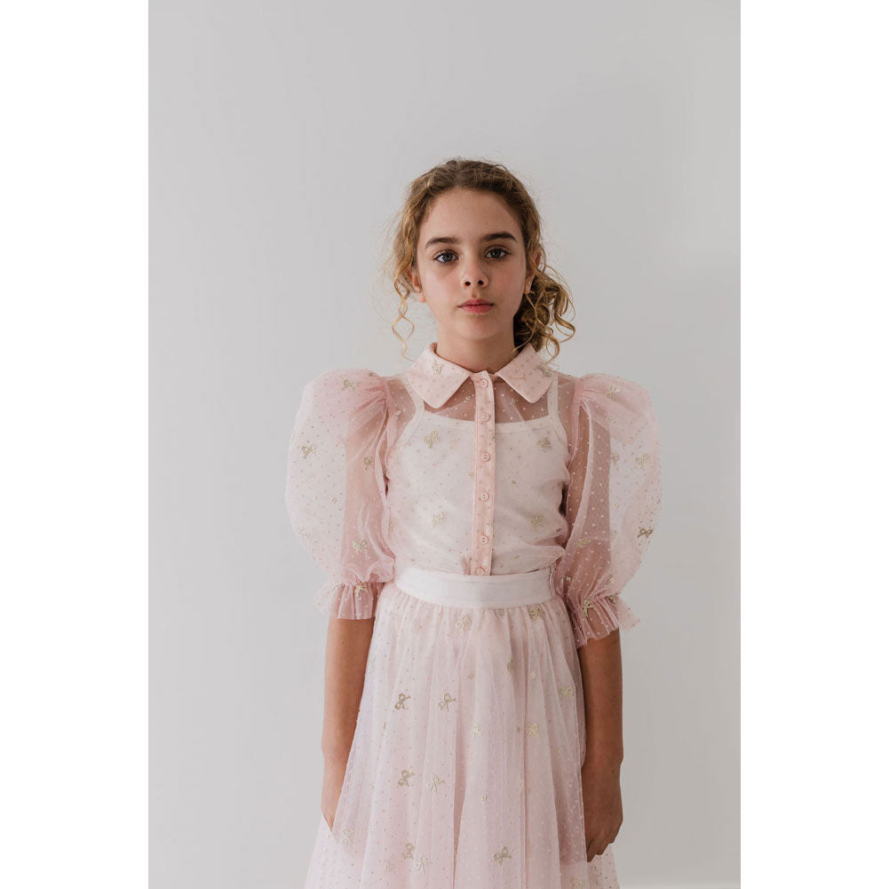 Petite Amalie Pink Summer Bouquet Linen Blouse