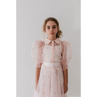 Petite Amalie Pink Summer Bouquet Linen Blouse