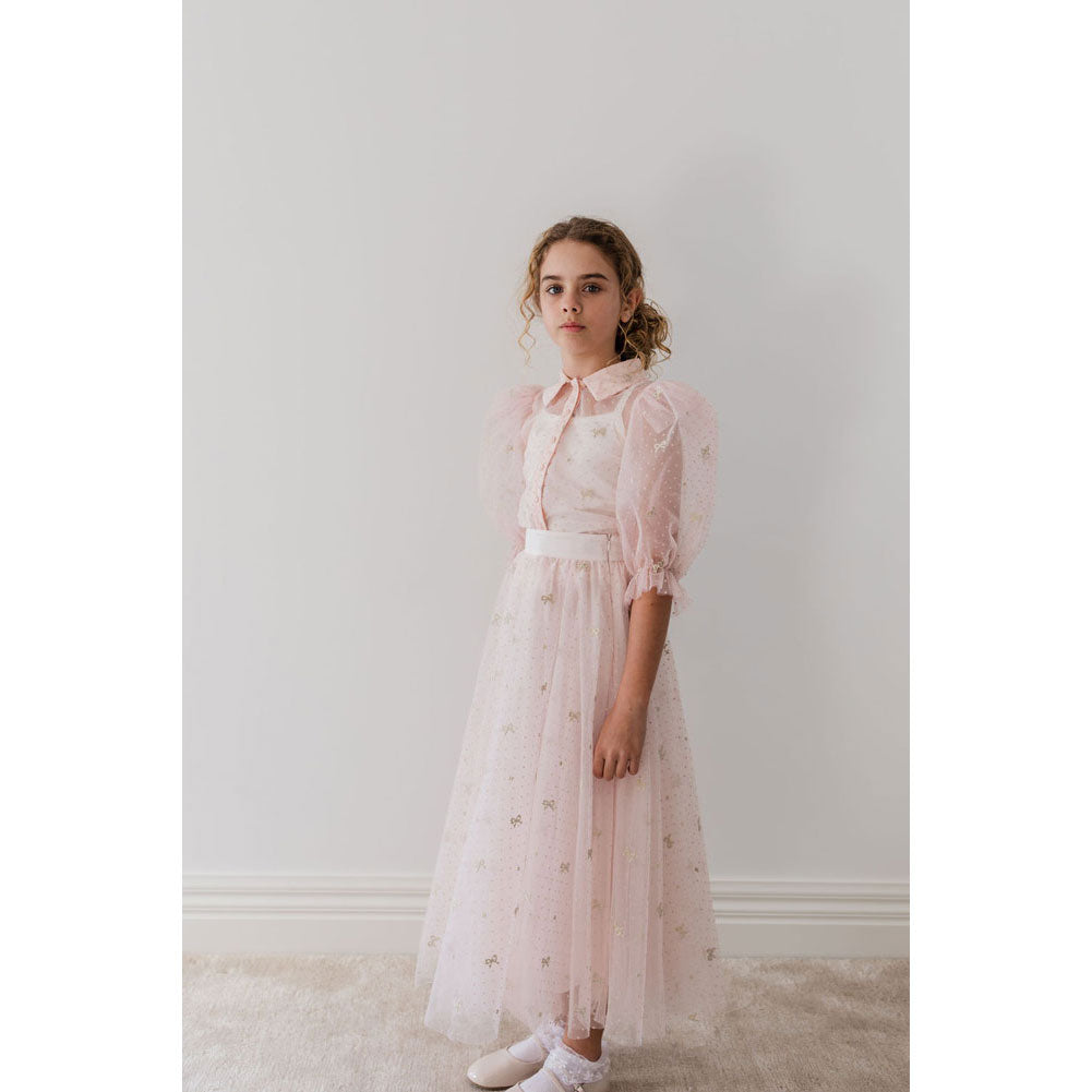 Petite Amalie Pink Summer Bouquet Linen Skirt